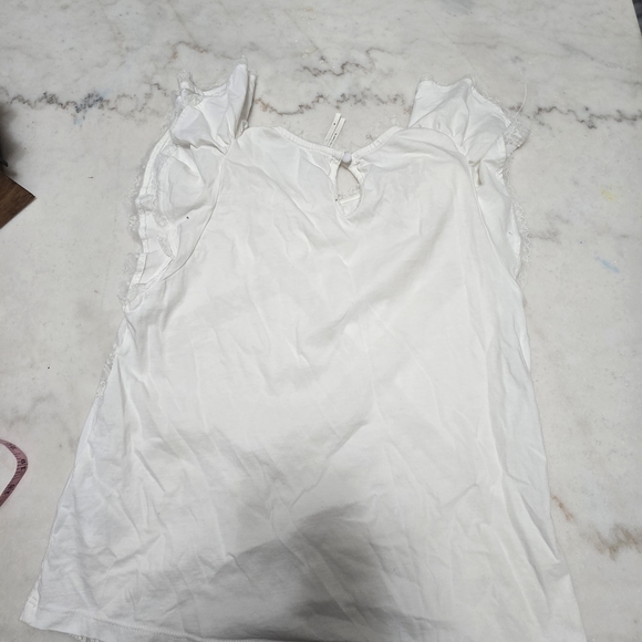 Elegant White Lace Trimmed Women's Top - Picture 5 of 6